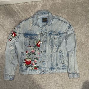 ZARA Light Blue Embroidered Oversized Denim Jacket Man Authentic M L 3442/404